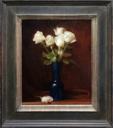 American Legacy Fine Arts presents "White on Burgundy" a painting by Adrian Gottlieb.