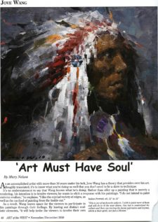 American Legacy Fine Arts presents Jove Wang in Art of the West Magazine, November/December 2018 Issue.
