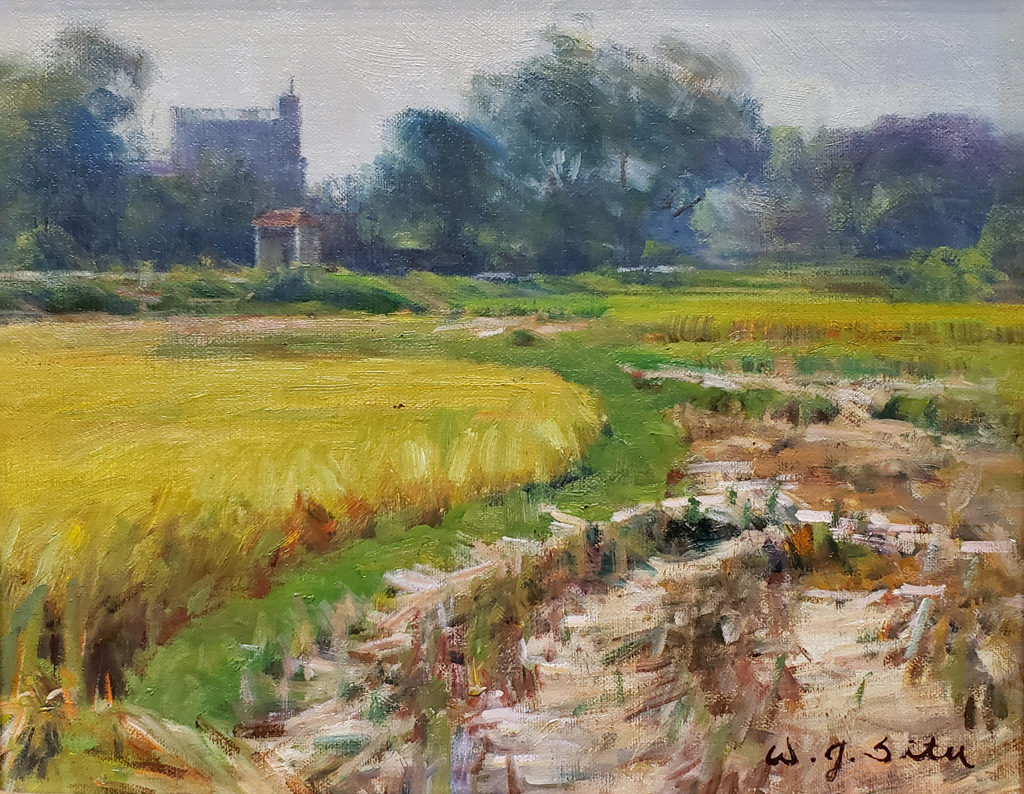 American Legacy Fine Arts presents "Autumn Rice Fields; Kaiping, China" a painting by W. Jason Situ.