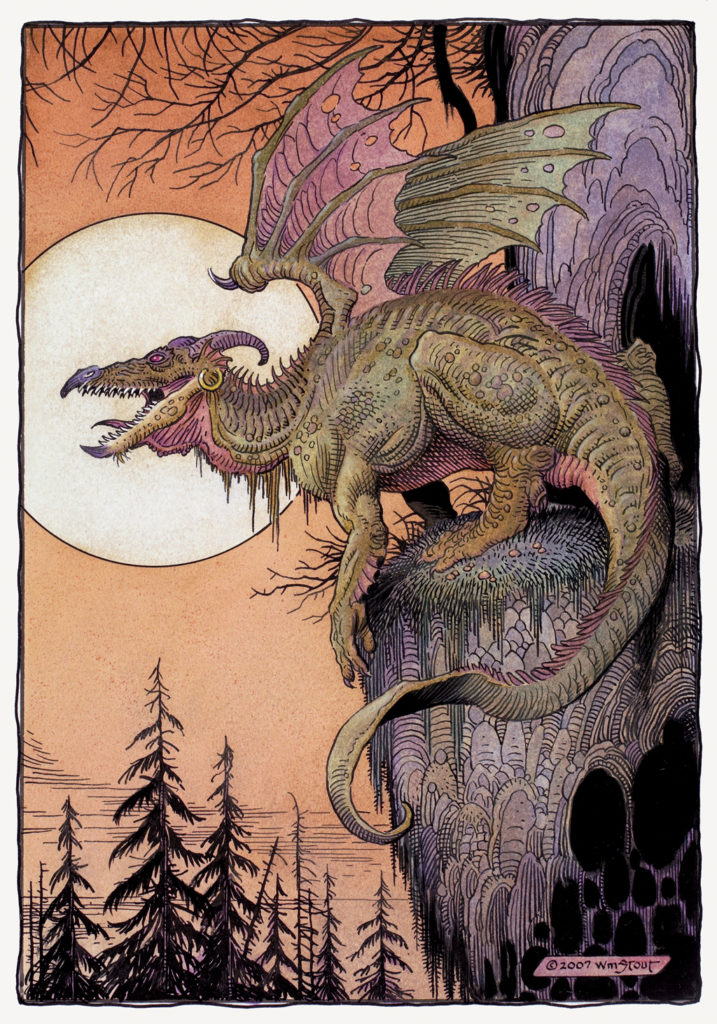 American Legacy Fine Arts presents "Sunset Dragon" a painting by William Stout.
