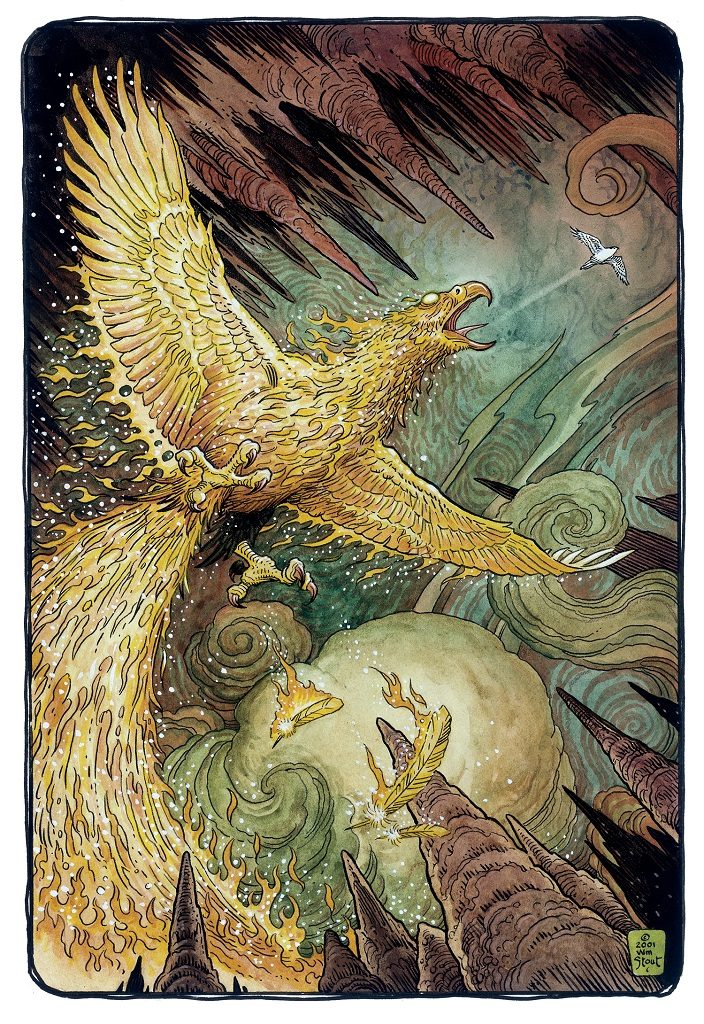 American Legacy Fine Arts presents "The Flame Bird" a painting by William Stout.
