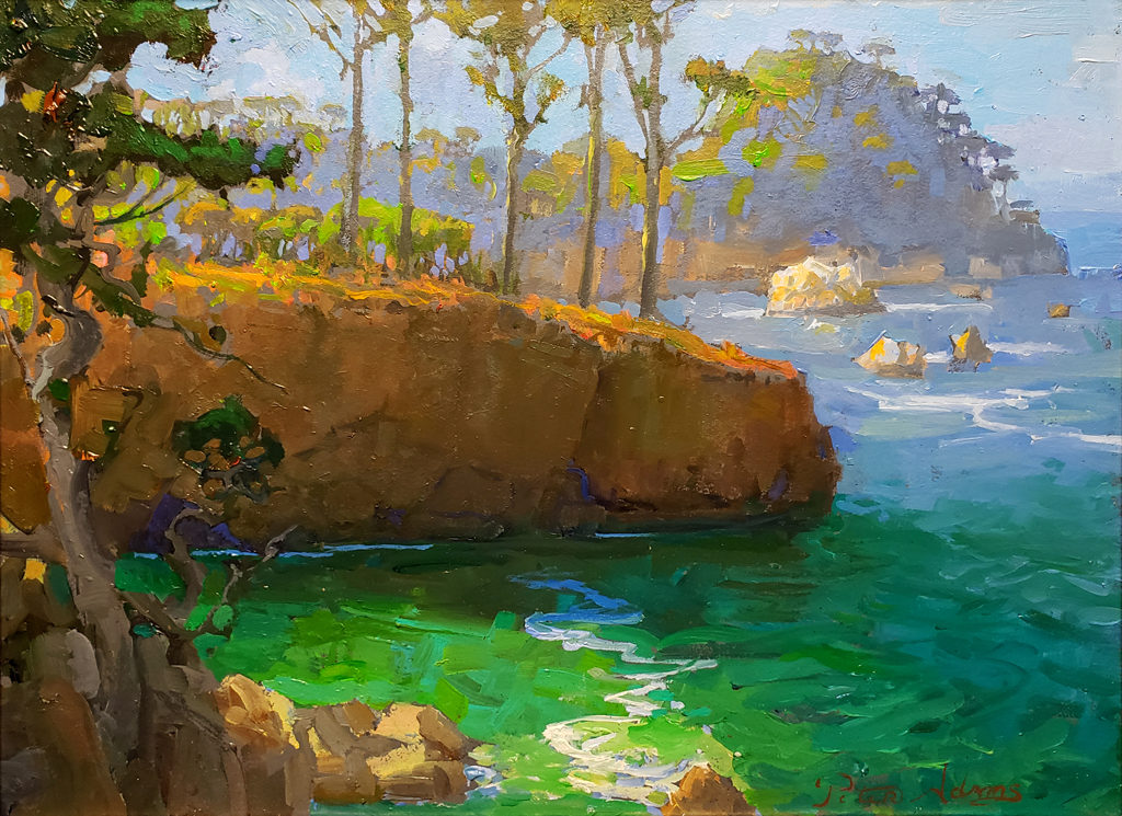 American Legacy Fine Arts presents "Afternoon at Whalers Cove, Point Lobos" a painting by Peter Adams.
