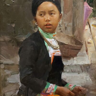 American Legacy Fine Arts presents "Untitled (Portrait of a Maio Girl in Black)" a painting by Mian Situ.