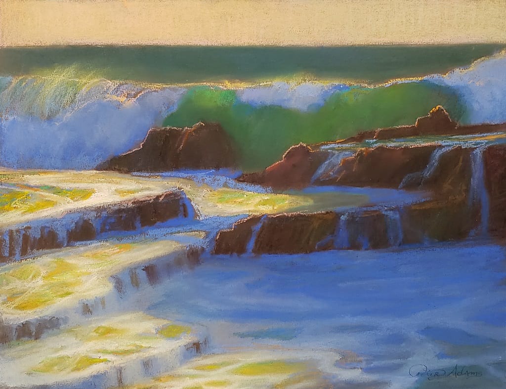 American Legacy FIne Arts presents "Golden Cove Breakers; Rancho Palos Verdes" a painting by Peter Adams.