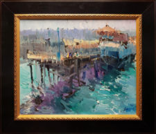American Legacy Fine Arts presents "Fishing Harbor in the Morning; Redondo Beach" a painting by Jove Wang.