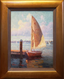 American Legacy Fine Arts presents "Newport Sailboat" a painting by Calvin Liang.