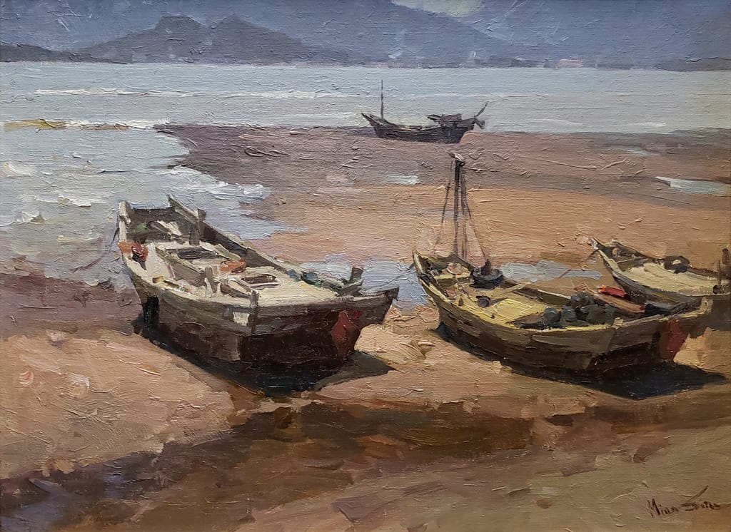 American Legacy Fine Arts presents "Boats" a painting by Mian Situ.