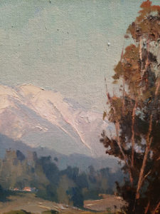 American Legacy Fine Arts presents "Distant Snow; View of San Gabriel Mountains from Elysian Park" a painting by Michael Obermeyer.