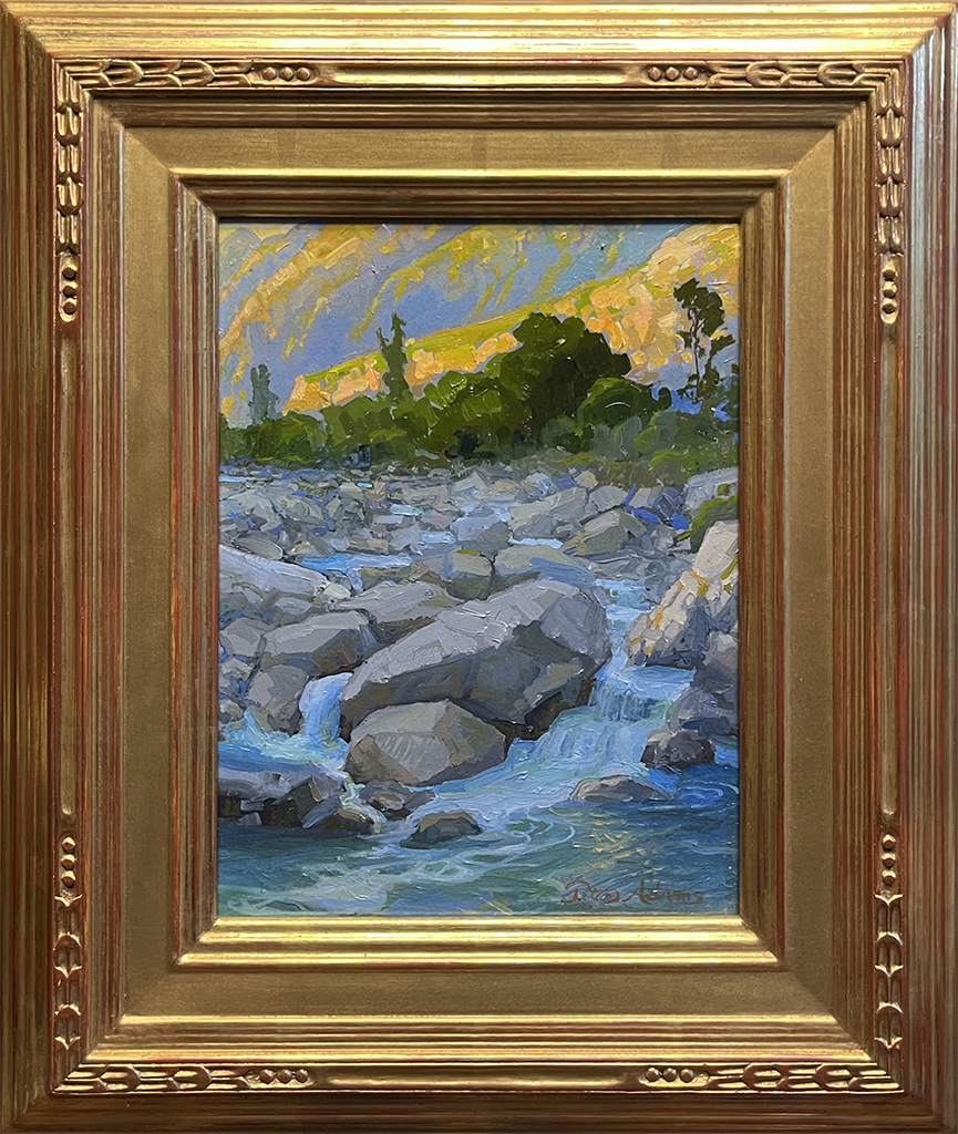 Peter Adams Artist Oil Painting river, rocks, trees, Kern County