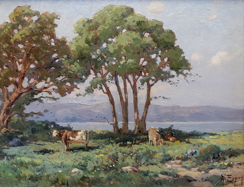 American Legacy Fine Arts presents "Cows in Summer Landscape" a painting by Angel De Service Espoy.