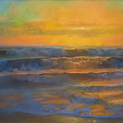 American Legacy Fine Arts presents "Summer Crescendo; Saint Malo Beach, Oceanside" a painting by Peter Adams.
