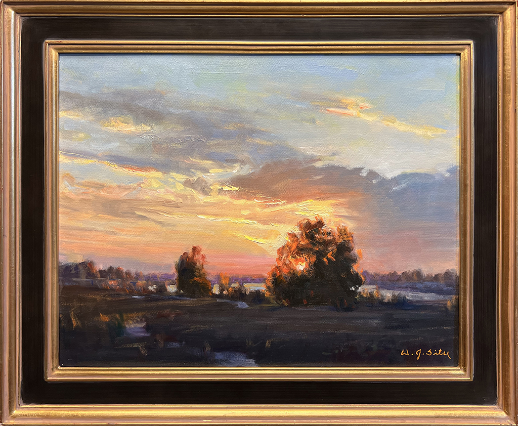 W. Jason Situ Artist Oil painting Sunset, Lake, Landscape, trees