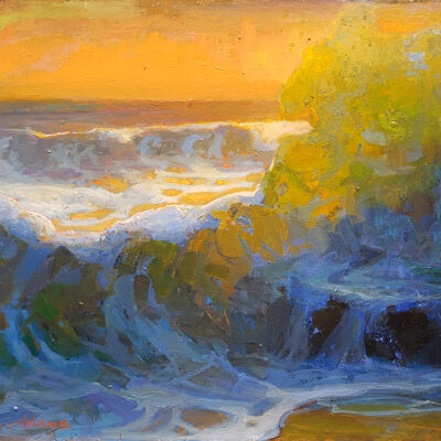 American Legacy Fine Arts presents "Evening Shorebreak" a painting by Peter Adams.