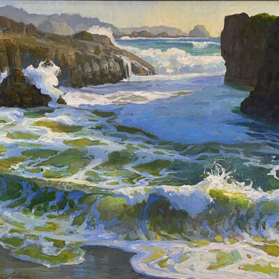 American Legacy Fine Arts presents "Secret Cove, Afternoon Surge at Point Lobos' by Peter Adams.