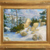 American Legacy Fine Arts presents "Snow and Boulders on the Pacific Crest Trail; San Gabriel Mountains" a painting by Peter Adams.