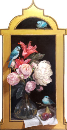 American Legacy Fine Arts presents "Peonies and Star Gaze Lilies" a painting by Mary Kay West.