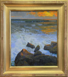 American Legacy Fine Arts presents "Looking Out to Sea; Oceanside, California" a painting by Peter Adams.