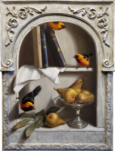 American Legacy Fine Arts presents "Orioles and Pears" a painting by Mary Kay West.