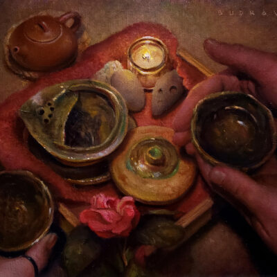 American Legacy Fine Arts presents "Renewal Tea Time" a painting by Nikita Budkov.