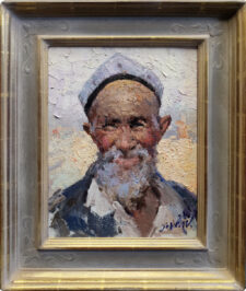 American Legacy Fine Arts presents "The Old Man with the Little Hat, Xinjing" a painting by Jove Wang.