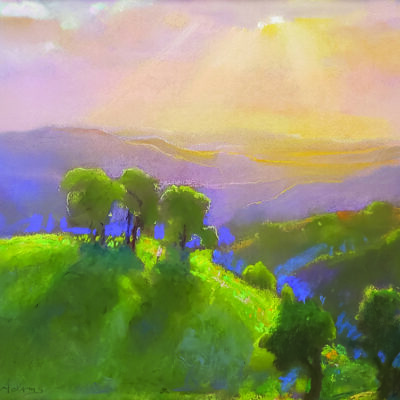 American Legacy Fine Arts presents "Sunset over Tejon Ranch" a painting by Peter Adams.