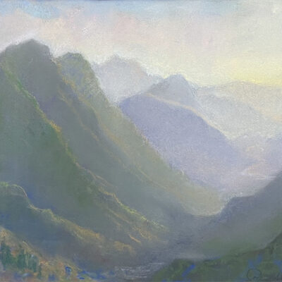 American Legacy Fine Arts presents "Afternoon Haze; Looking down the Arroyo Seco from Mt. Wilson" a painting by Peter Adams.