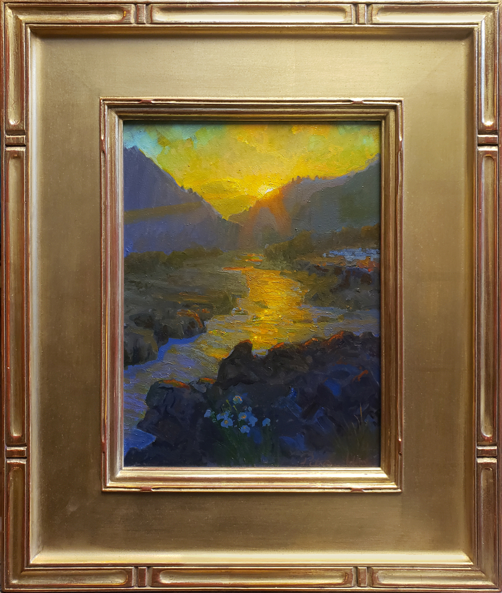American Legacy Fine Arts presents "Golden Sunset, Matilija Valley, Ojai" a painting by Peter Adams.