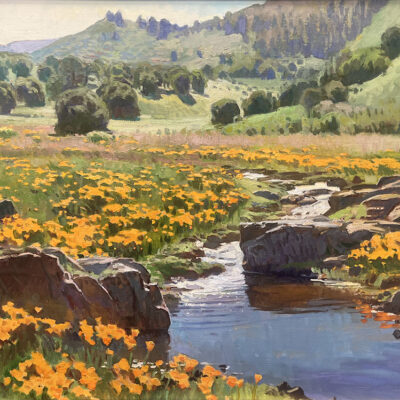American Legacy Fine Arts presents "Creekside Poppies" a painting by Ray Roberts.