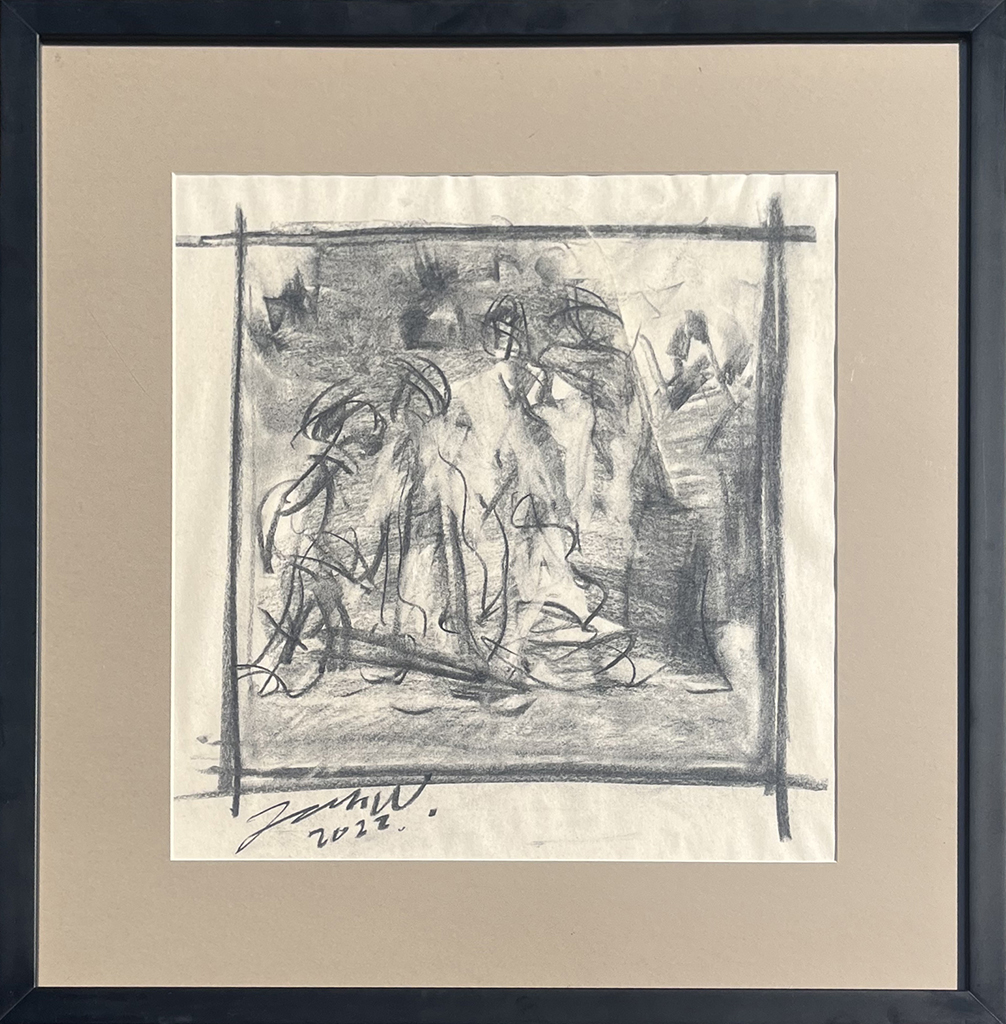 Jove Wang Artist Study for Native American Grand Event Oil Painting