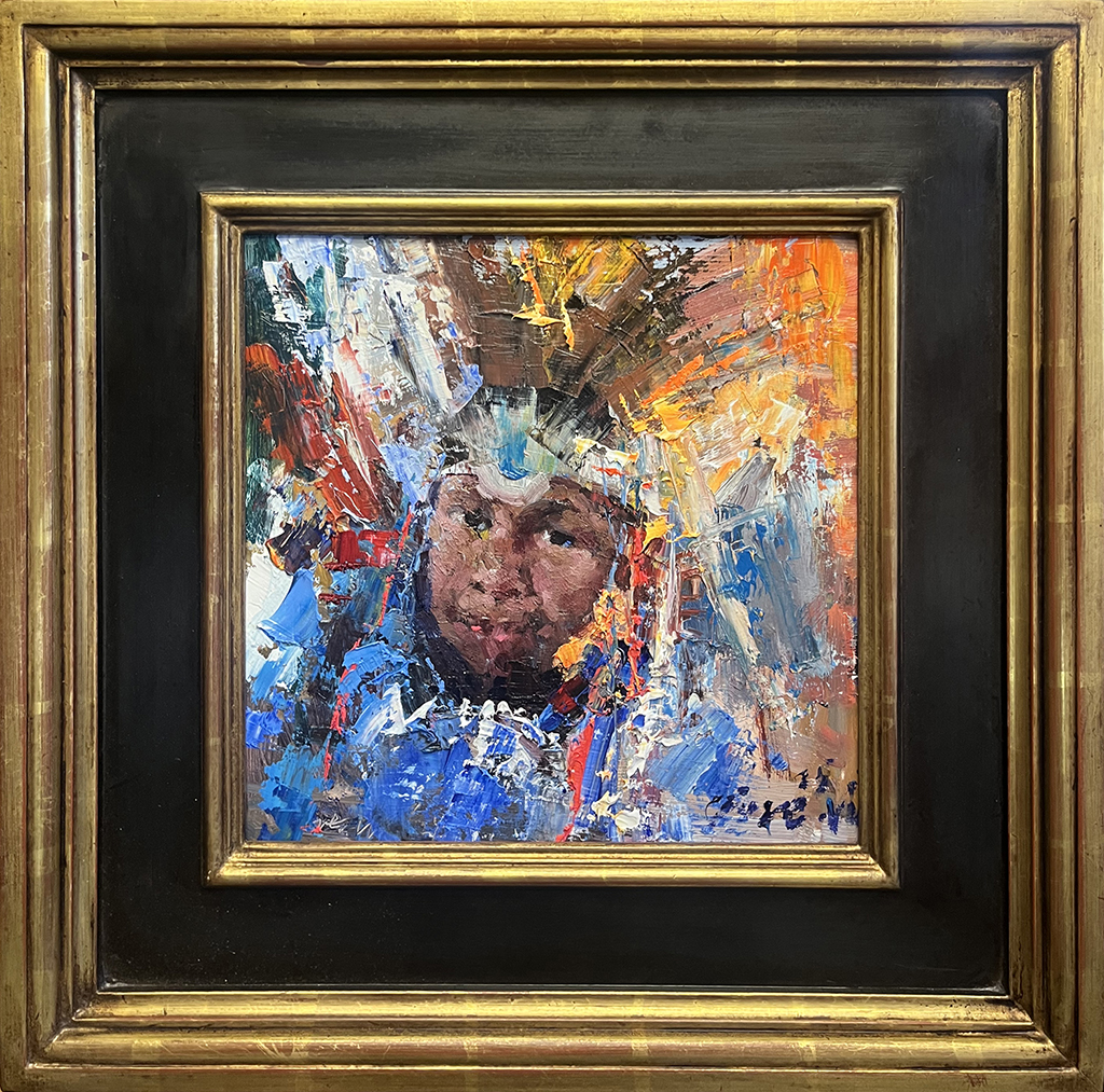 Jove Wang Artist Oil Painting Native American Boy