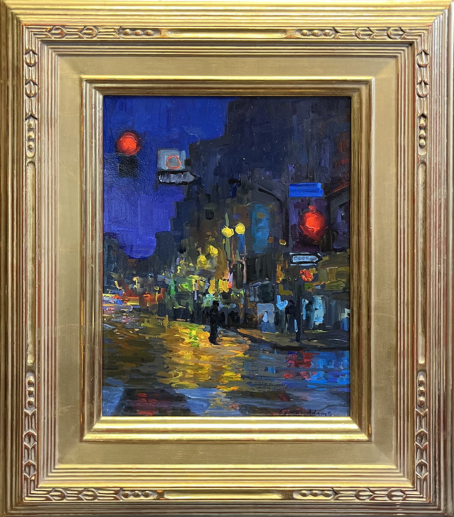 Peter Adams artist oil painting Los Angeles, nocturne, city lights