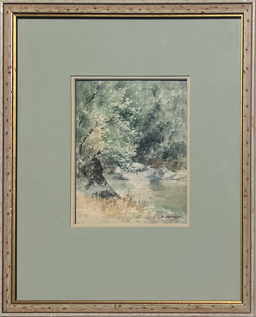 Lorenzo Palmer Latimer Historic Artist Watercolor painting trees, landscape, water
