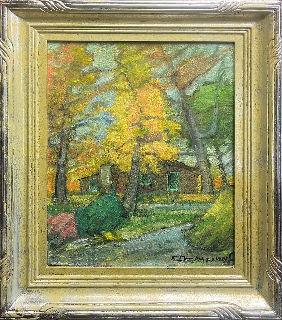 Karl Dempwolf Artist Oil painting trees, house, wilderness