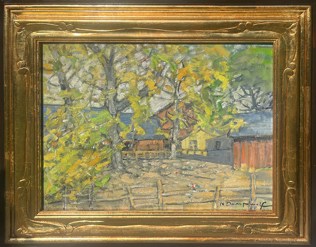Karl Dempwolf Artist oil painting landscape, barn, house trees