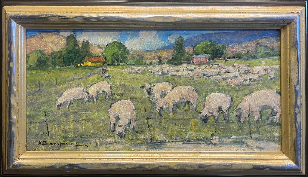 Karl Dempwolf Artist Oil painting landscape, sheep, grazing