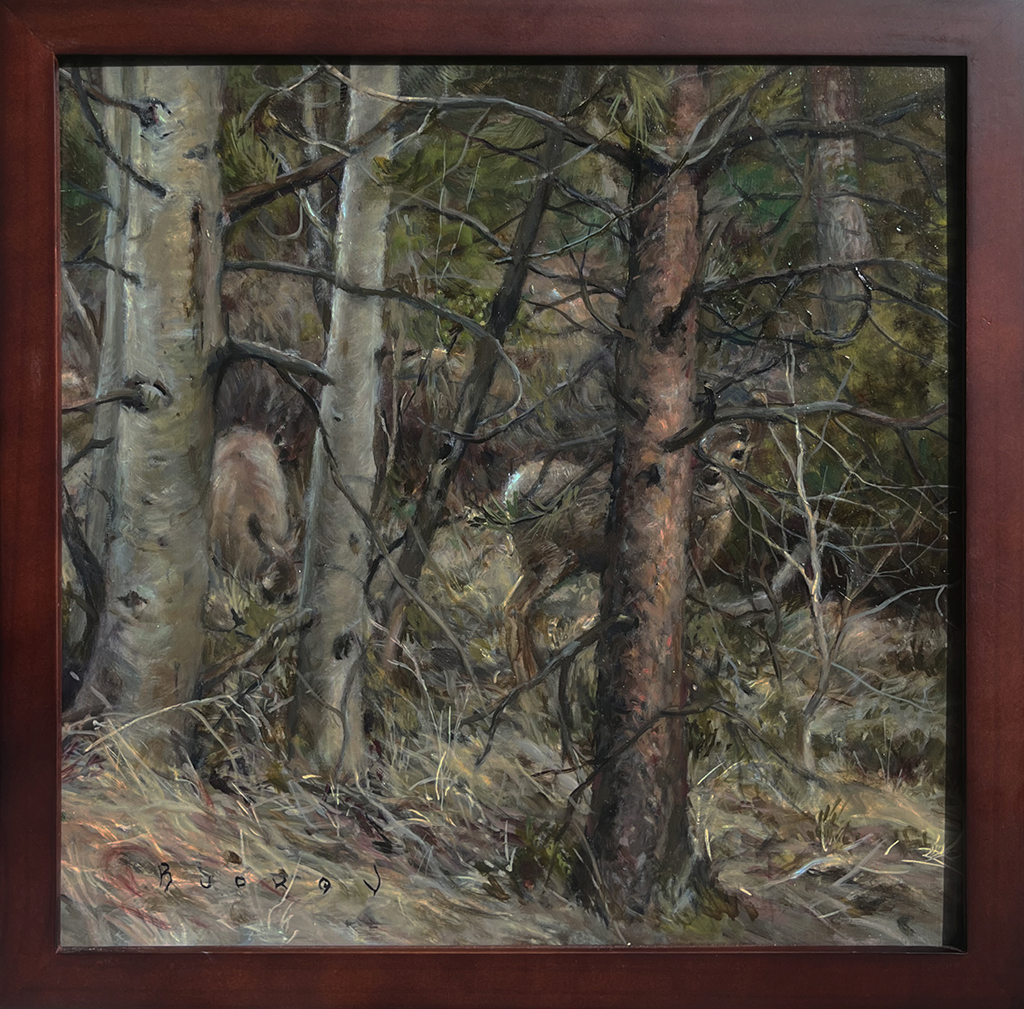 Nakita Budkov Artist Oil Painting forest, deer, landscape, trees, forest, outdoors