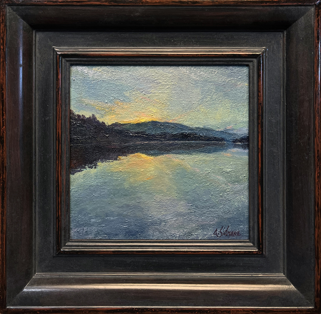 Amy Sidrane Artist Oil painting landscape, lake, sunset, mountains