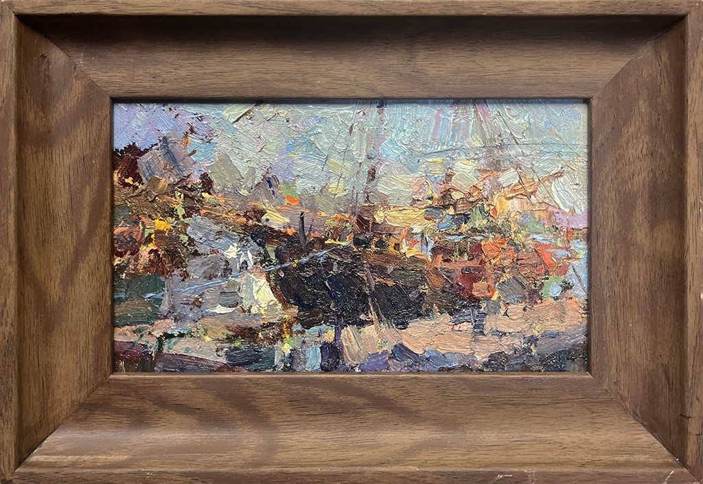 Jove Wang Artist Oil painting harbor, boats, sporting