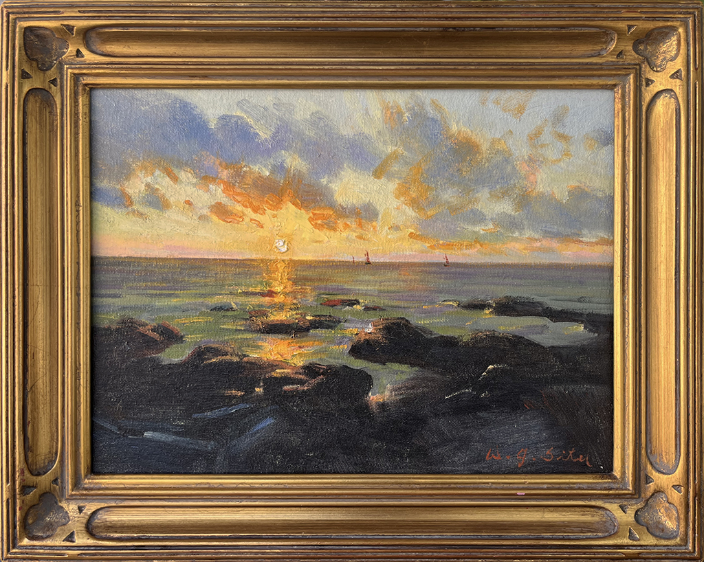 W. Jason Situ Artist Oil Panting Seascape, sunset, ocean, rocks