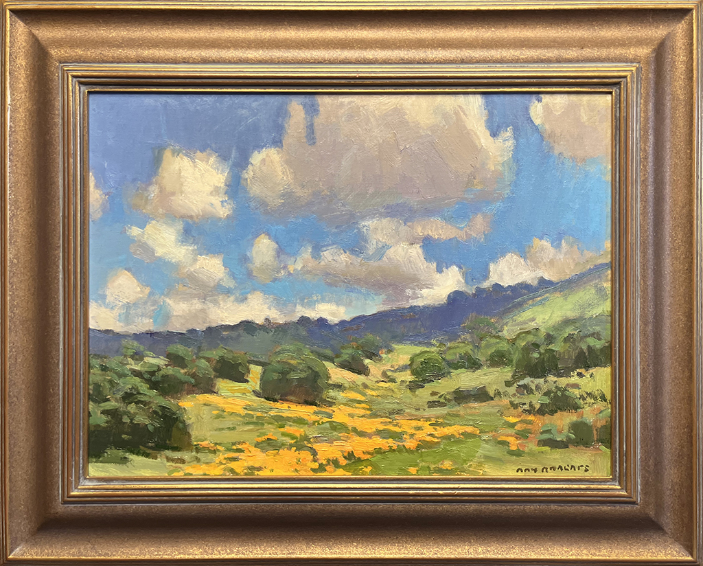 Ray Roberts Artist Oil Painting Clouds, landscape, trees